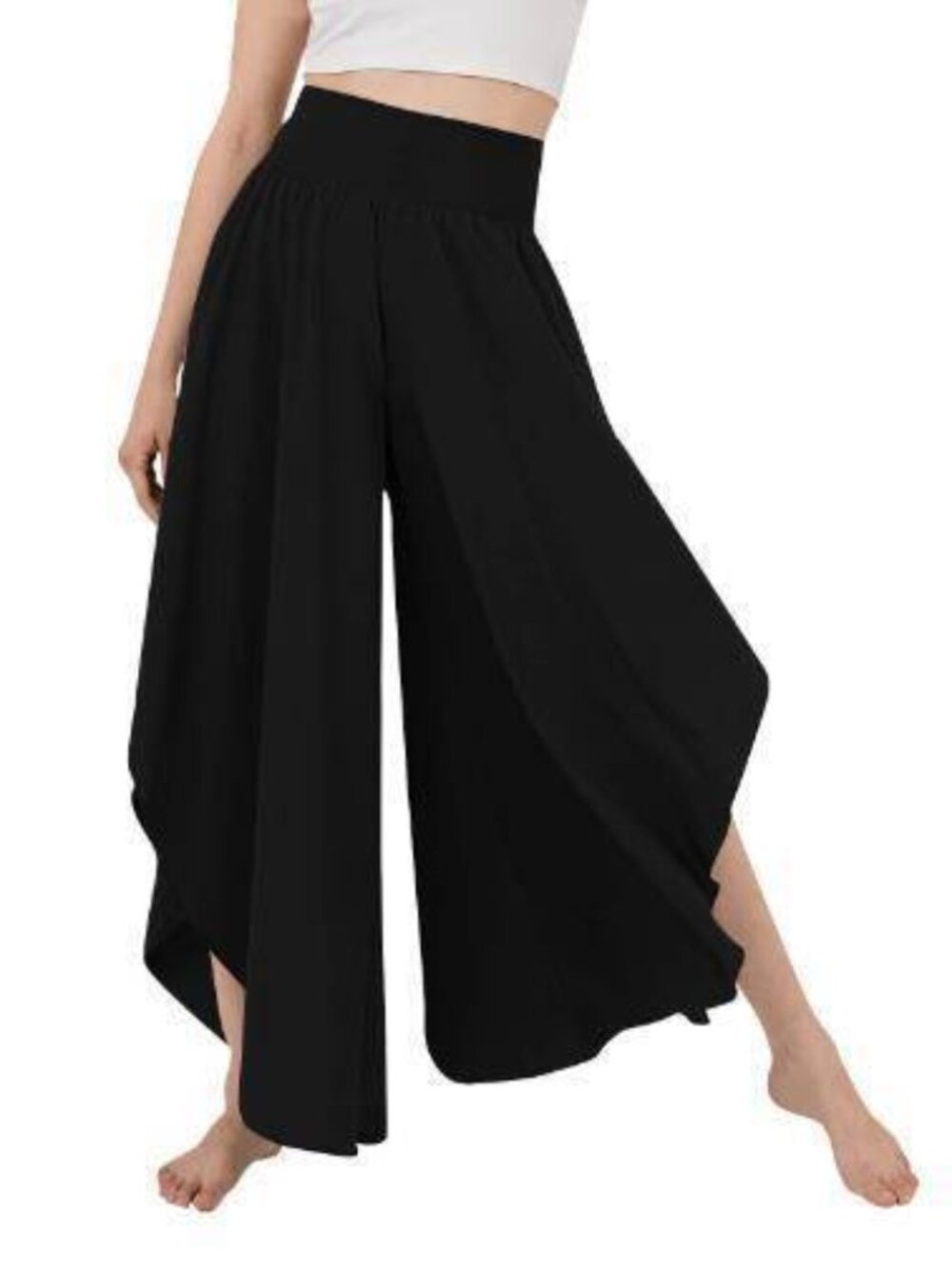 Women's Black High Waist Casual Pants – Loose Fit Elegant Trousers